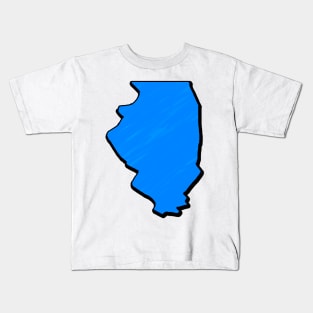 Bright Blue Illinois Outline Kids T-Shirt